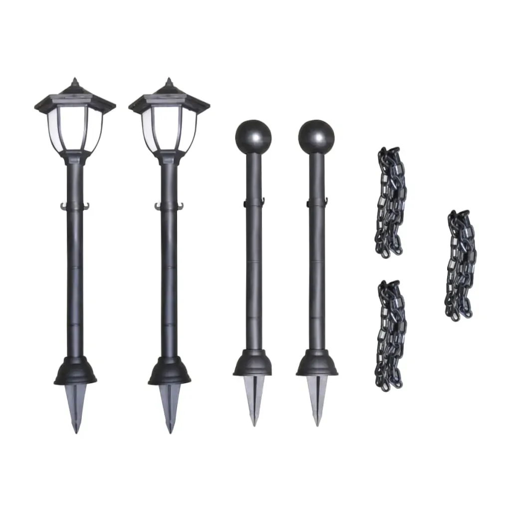 Chain Fence with Solar Lights Two LED Lamps Poles Price