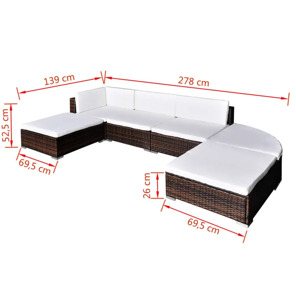 6 Piece Garden Lounge Set with Cushions Poly Rattan Price