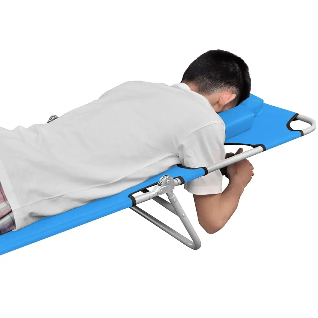 Folding Sun Lounger with Head Cushion Powder-coated Steel Price