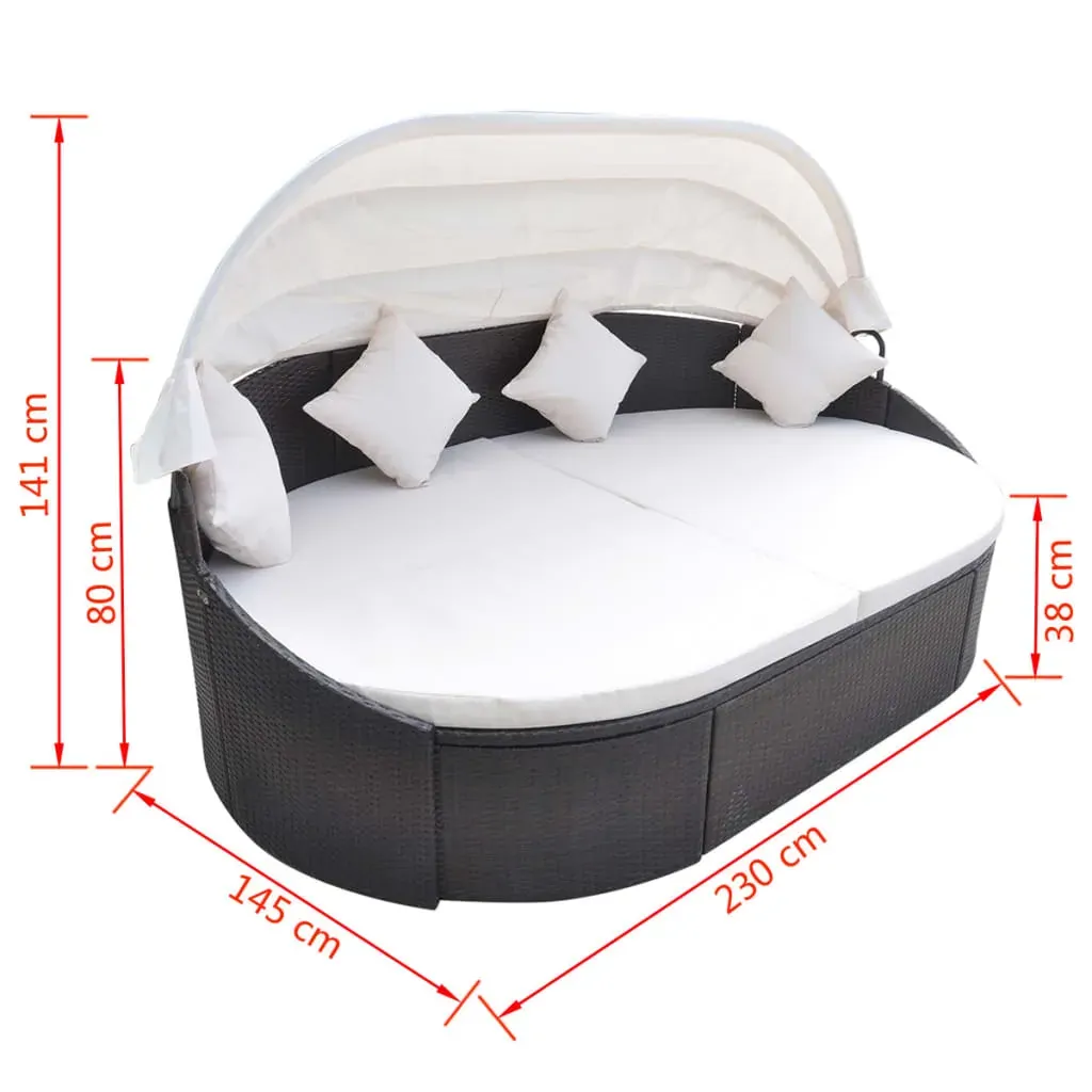 Outdoor Lounge Bed with Canopy Poly Rattan Price