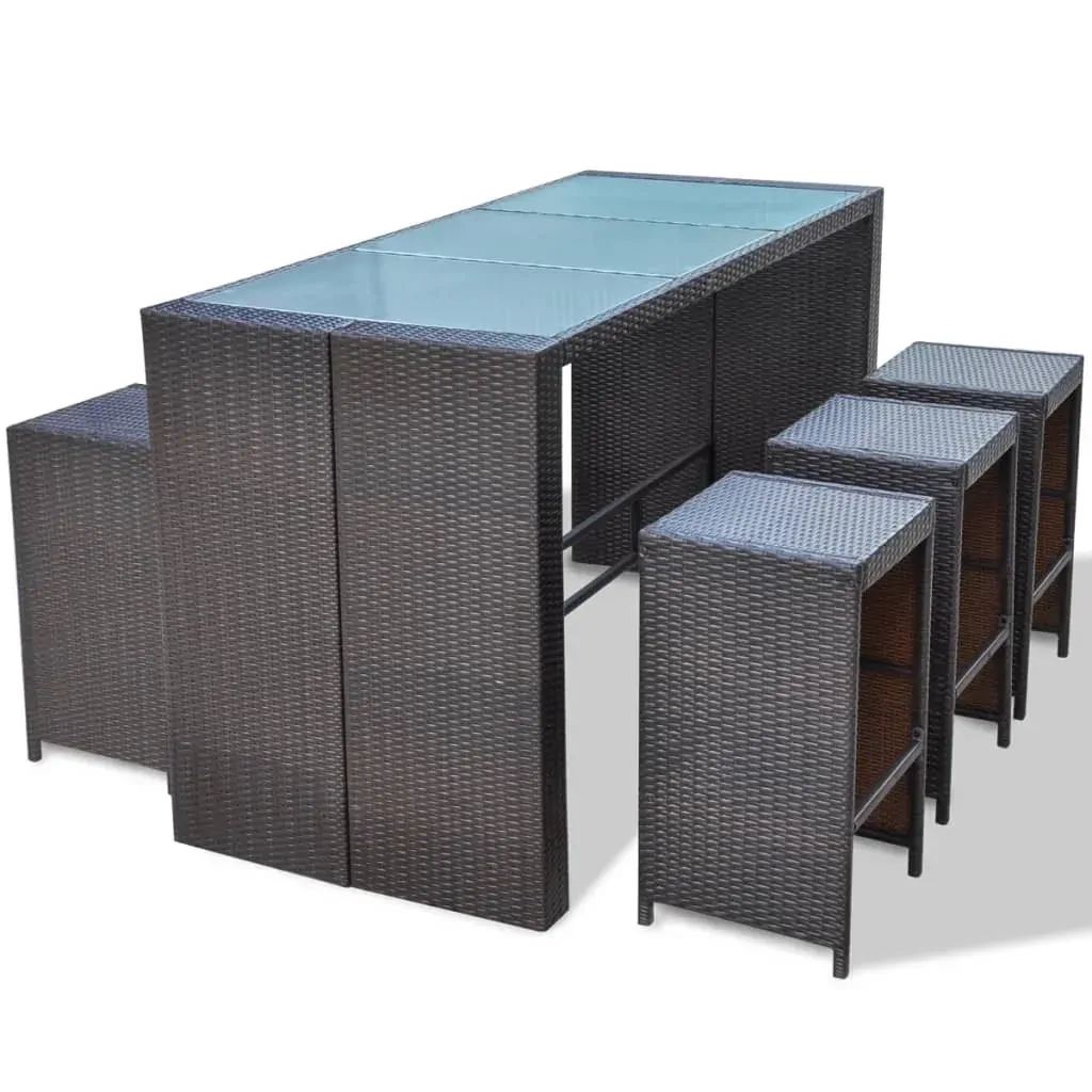 7 Piece Garden Bar Set with Cushions Poly Rattan Price