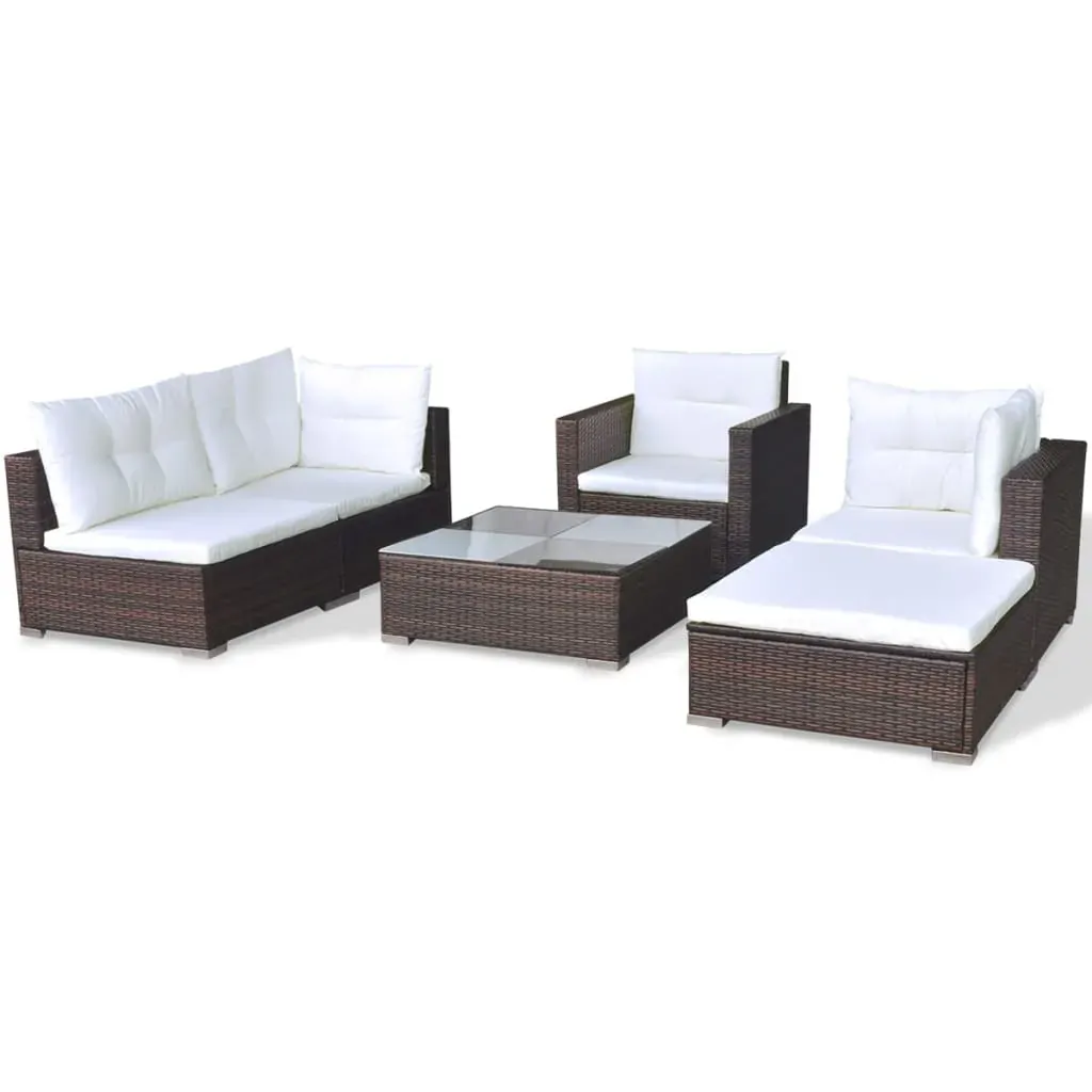 6 Piece Garden Lounge Set with Cushions Poly Rattan Price
