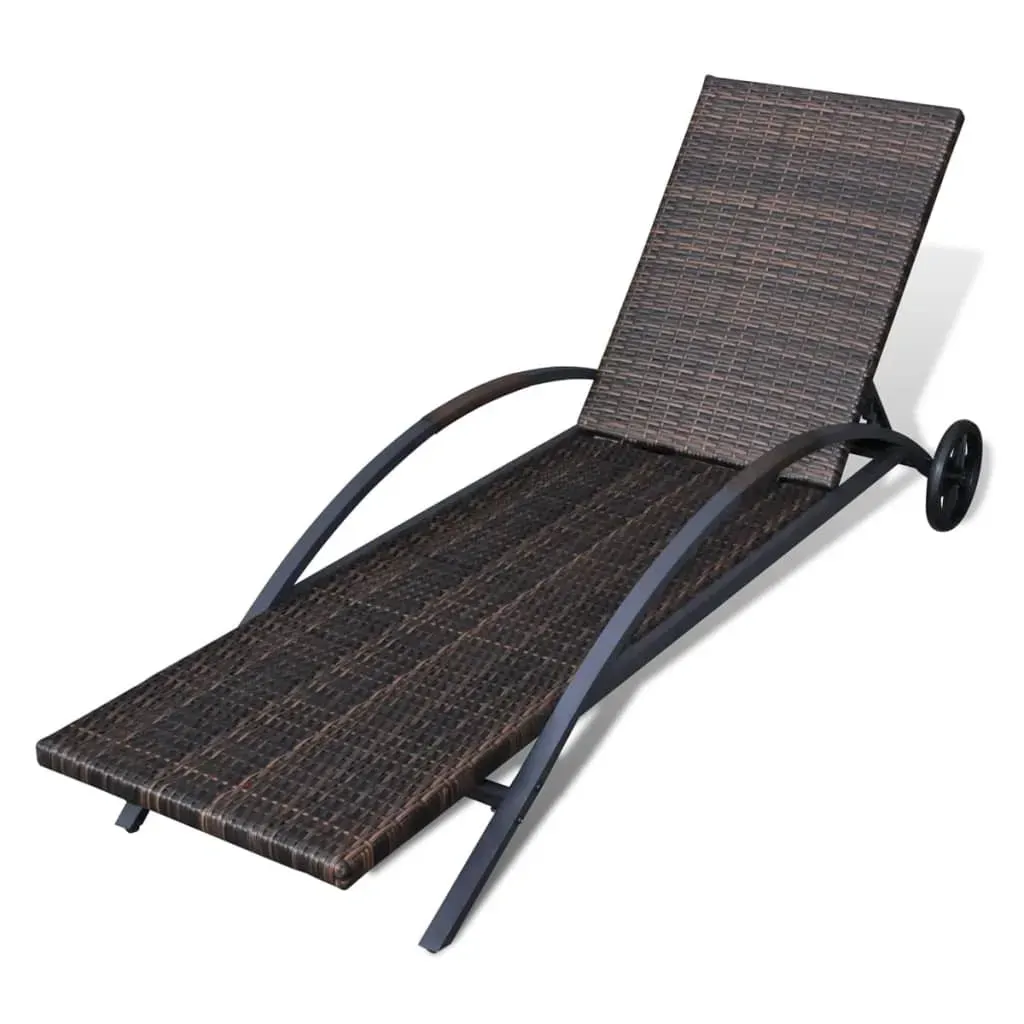 Sun Lounger with Cushion & Wheels Poly Rattan Price