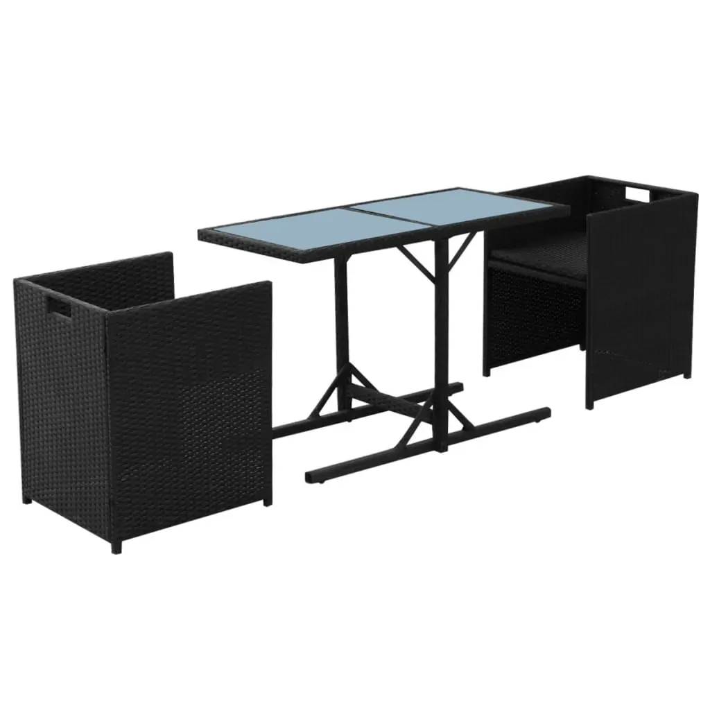3 Piece Bistro Set with Cushions Poly Rattan Price
