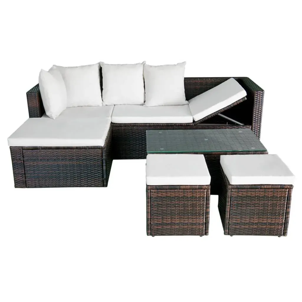 4 Piece Garden Lounge Set with Cushions Poly Rattan Price