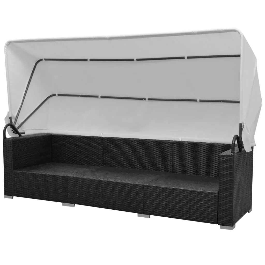 7 Piece Garden Lounge Set with Canopy Poly Rattan Price