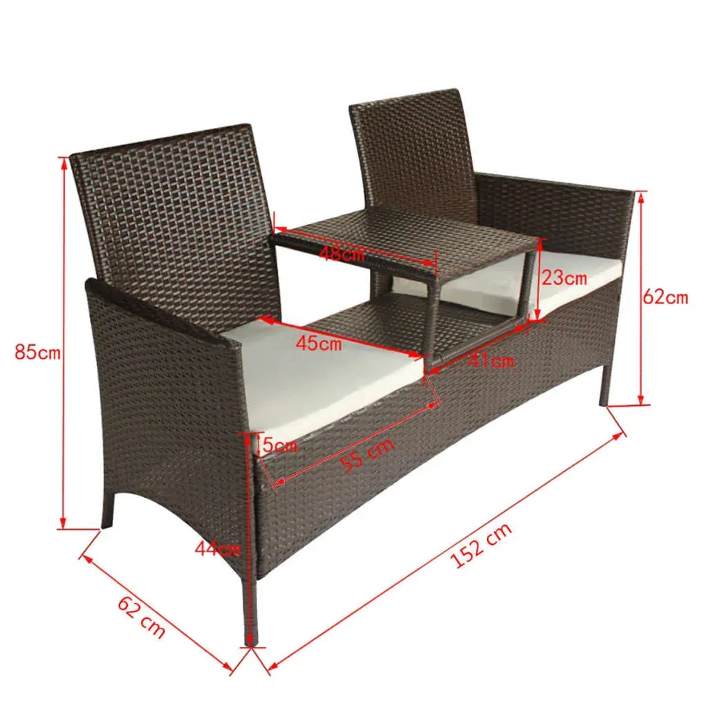 2-Seater Garden Sofa with Tea Table Poly Rattan Price