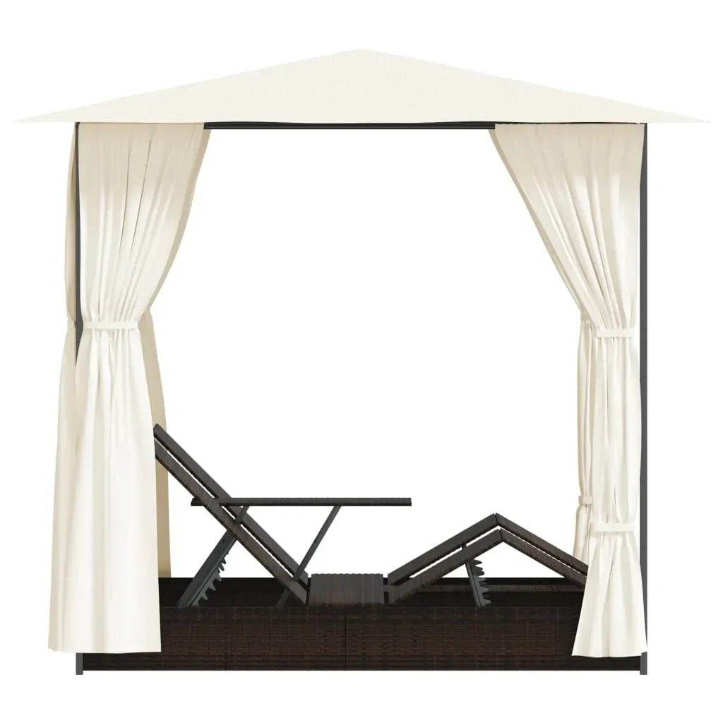Double Sun Lounger with Curtains Poly Rattan Price