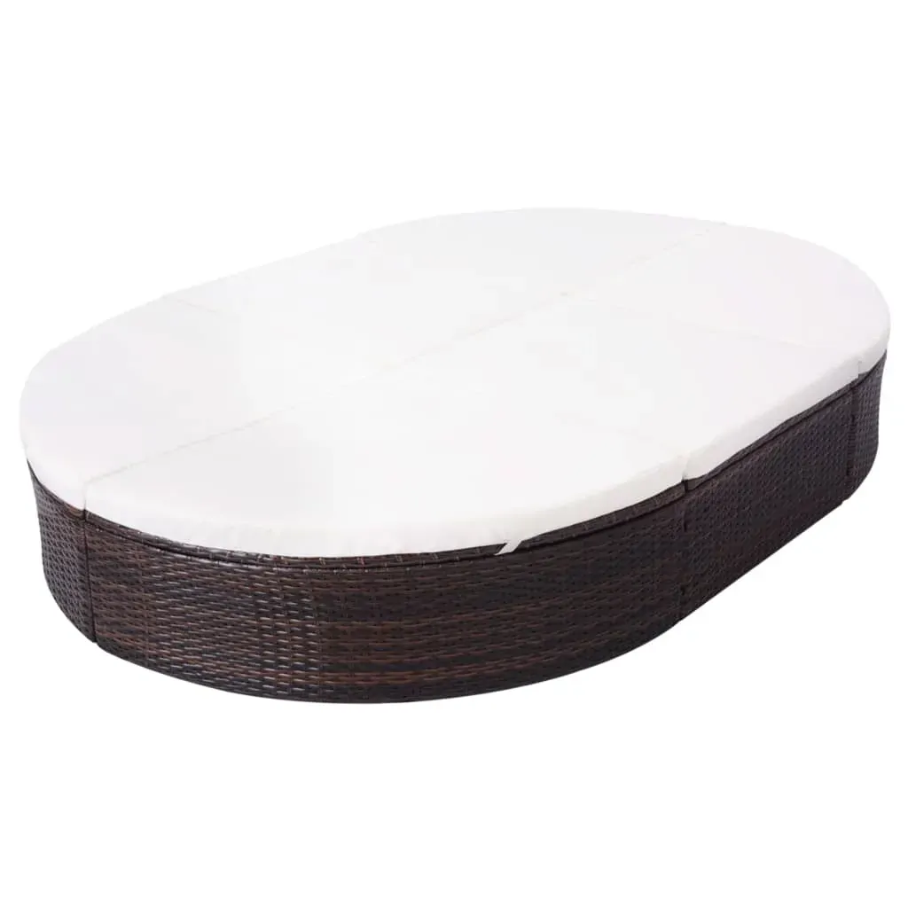 Outdoor Lounge Bed with Cushion Poly Rattan Price