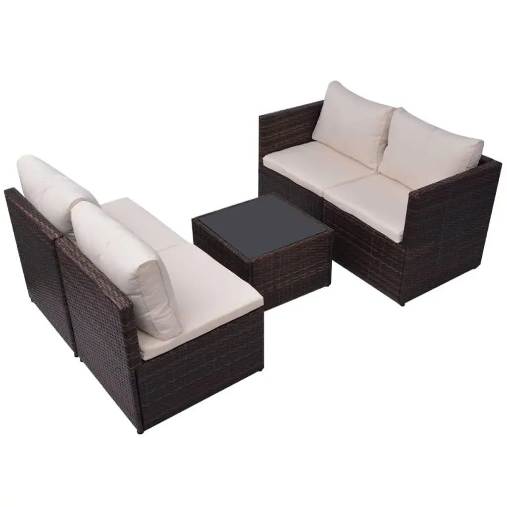 5 Piece Garden Lounge Set with Cushions Poly Rattan Price