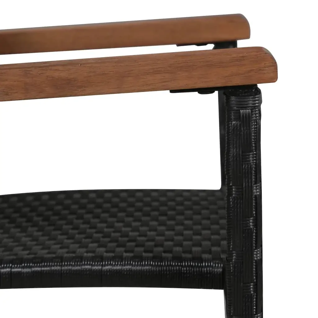 Outdoor Dining Set Poly Rattan and Acacia Wood Black Price