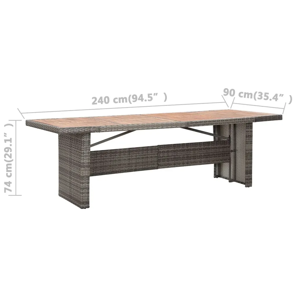 Garden Table 240x90x74 cm Poly Rattan and Solid Acacia Wood Price
