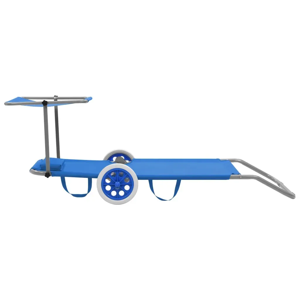 Folding Sun Lounger with Canopy and Wheels Steel Price