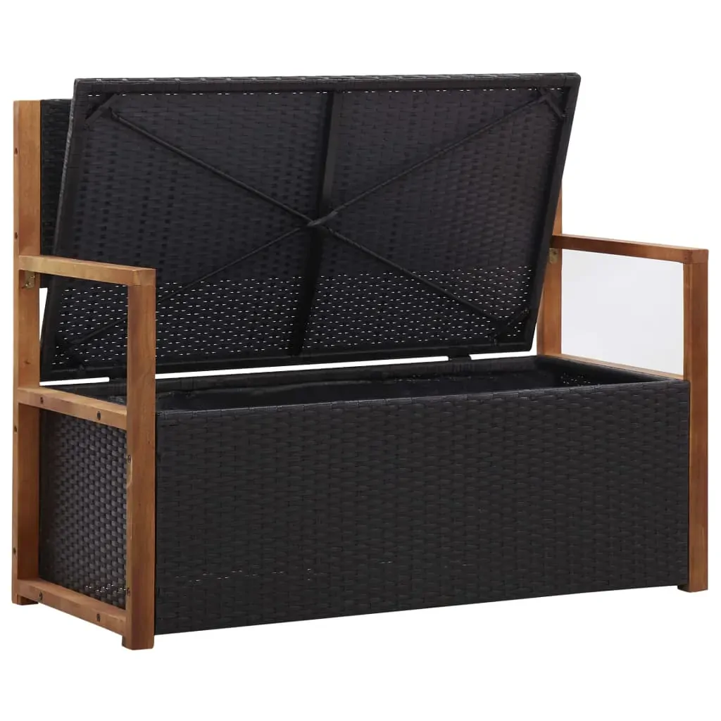 Storage Bench 110 cm Poly Rattan and Solid Acacia Wood Price
