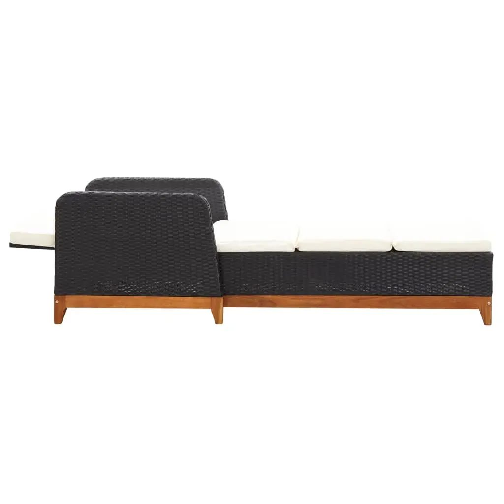 Sun Lounger Poly Rattan and Solid Acacia Wood Price