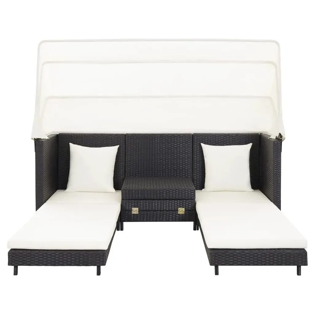 Extendable 3-Seater Sofa Bed with Roof Poly Rattan Price