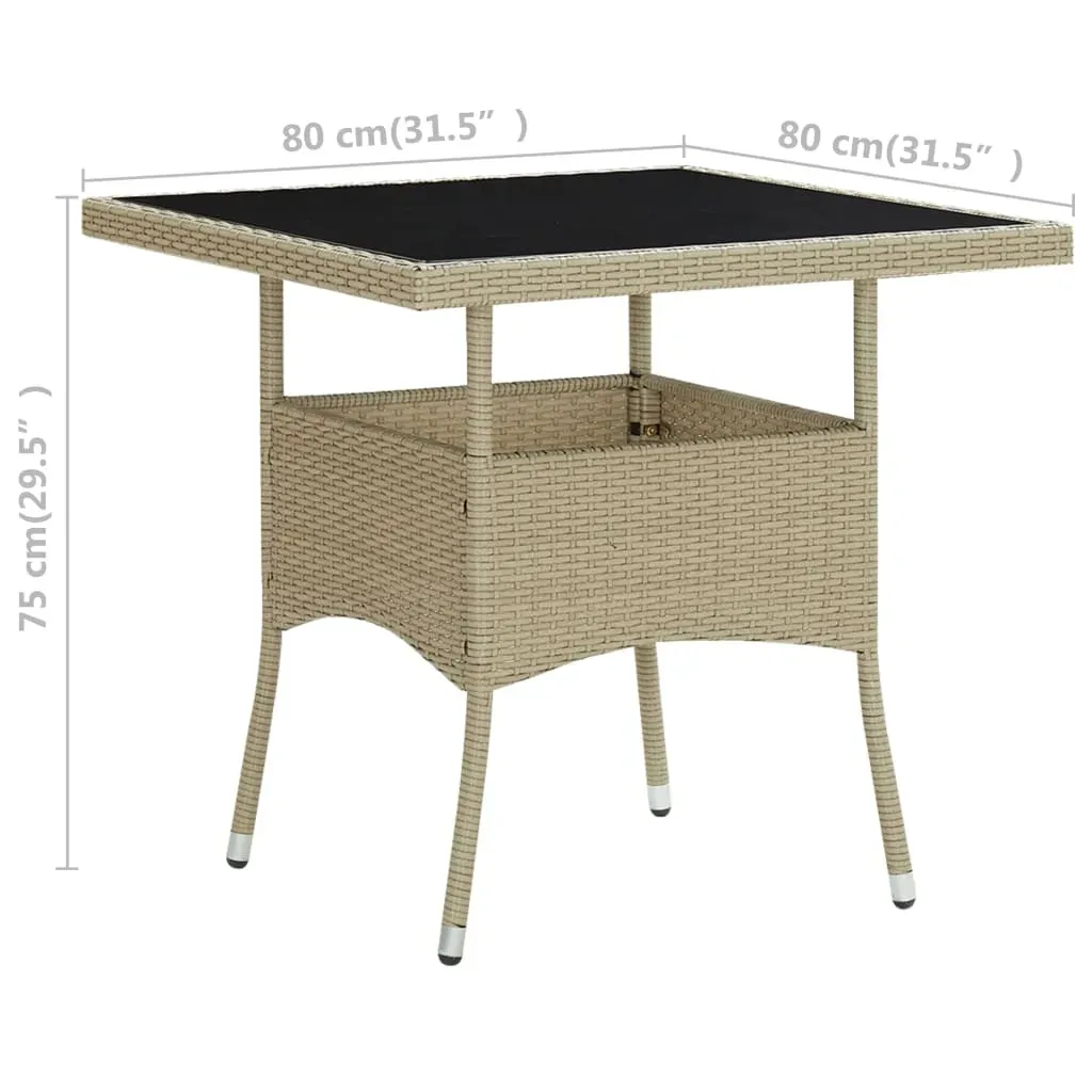 Outdoor Dining Table Poly Rattan and Glass Price