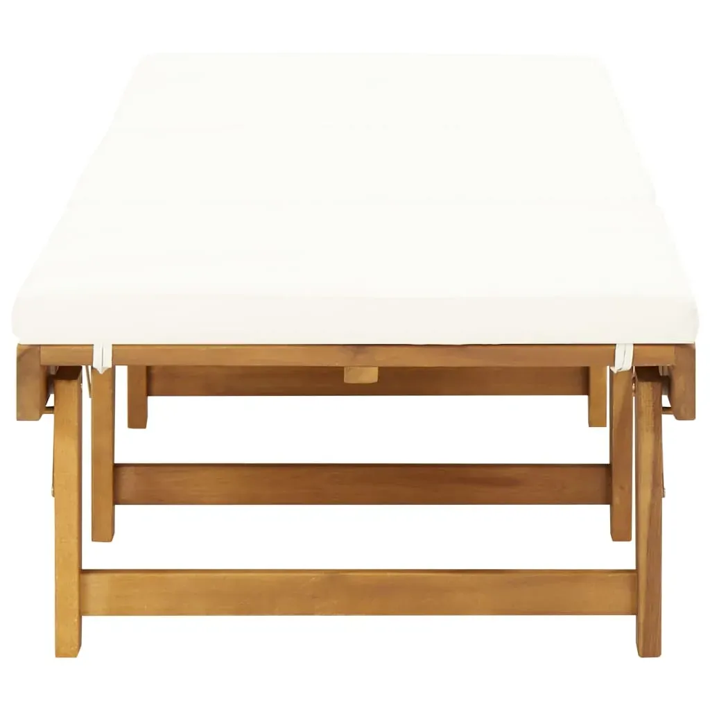 Folding Sun Lounger with Cushion Solid Acacia Wood Price