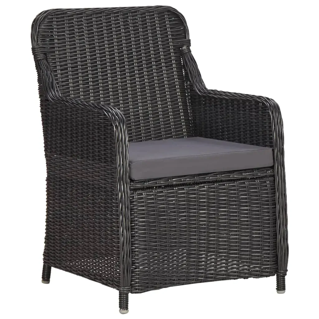 3 Piece Garden Bistro Set with Cushions Poly Rattan Black Price