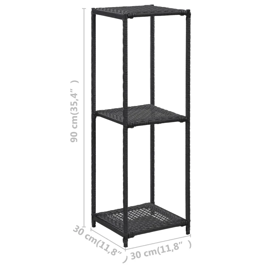Storage Shelf Black Poly Rattan Price