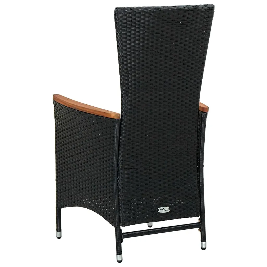 Outdoor Dining Set Poly Rattan Acacia Wood Black Price