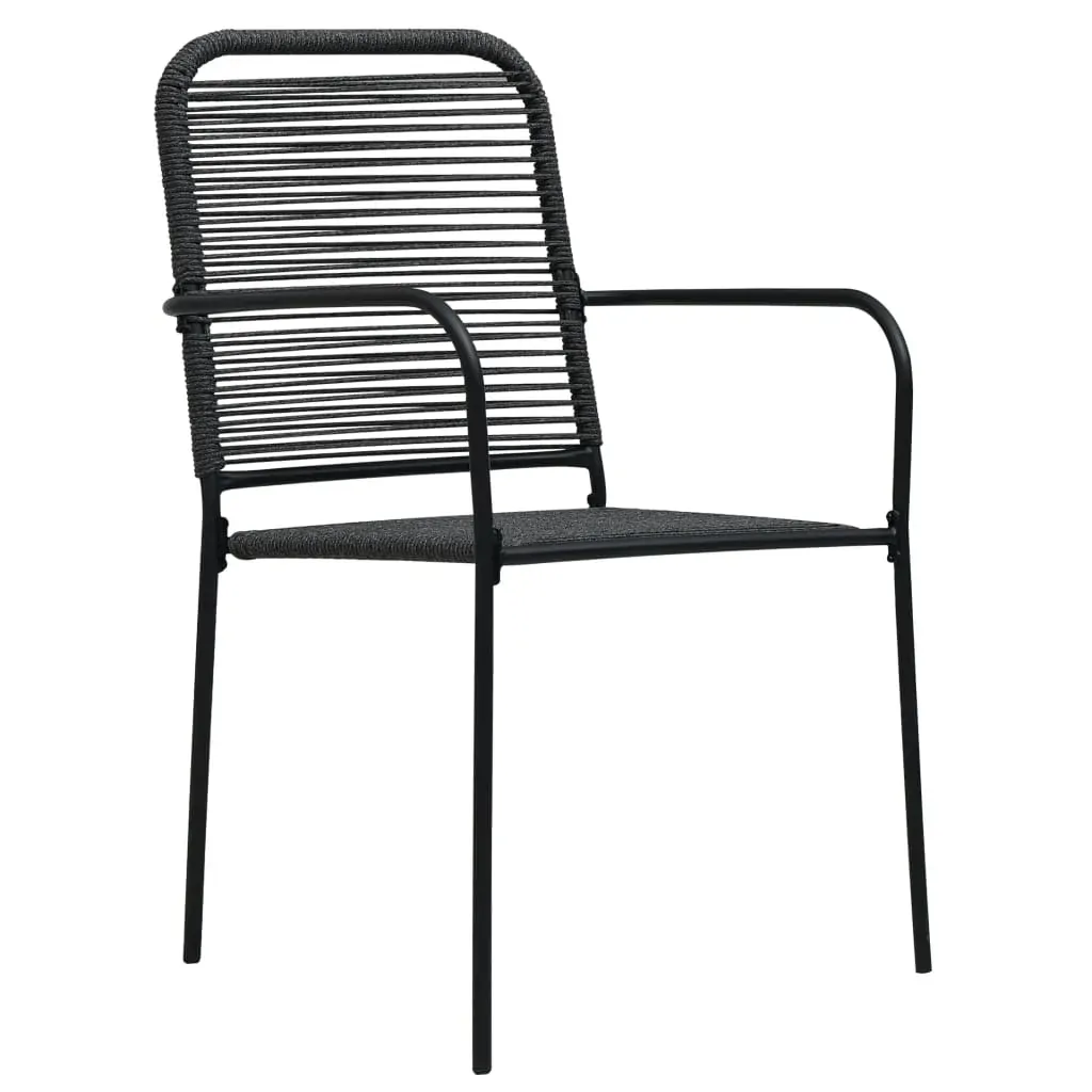 Outdoor Dining Set Cotton Rope and Steel Black Price