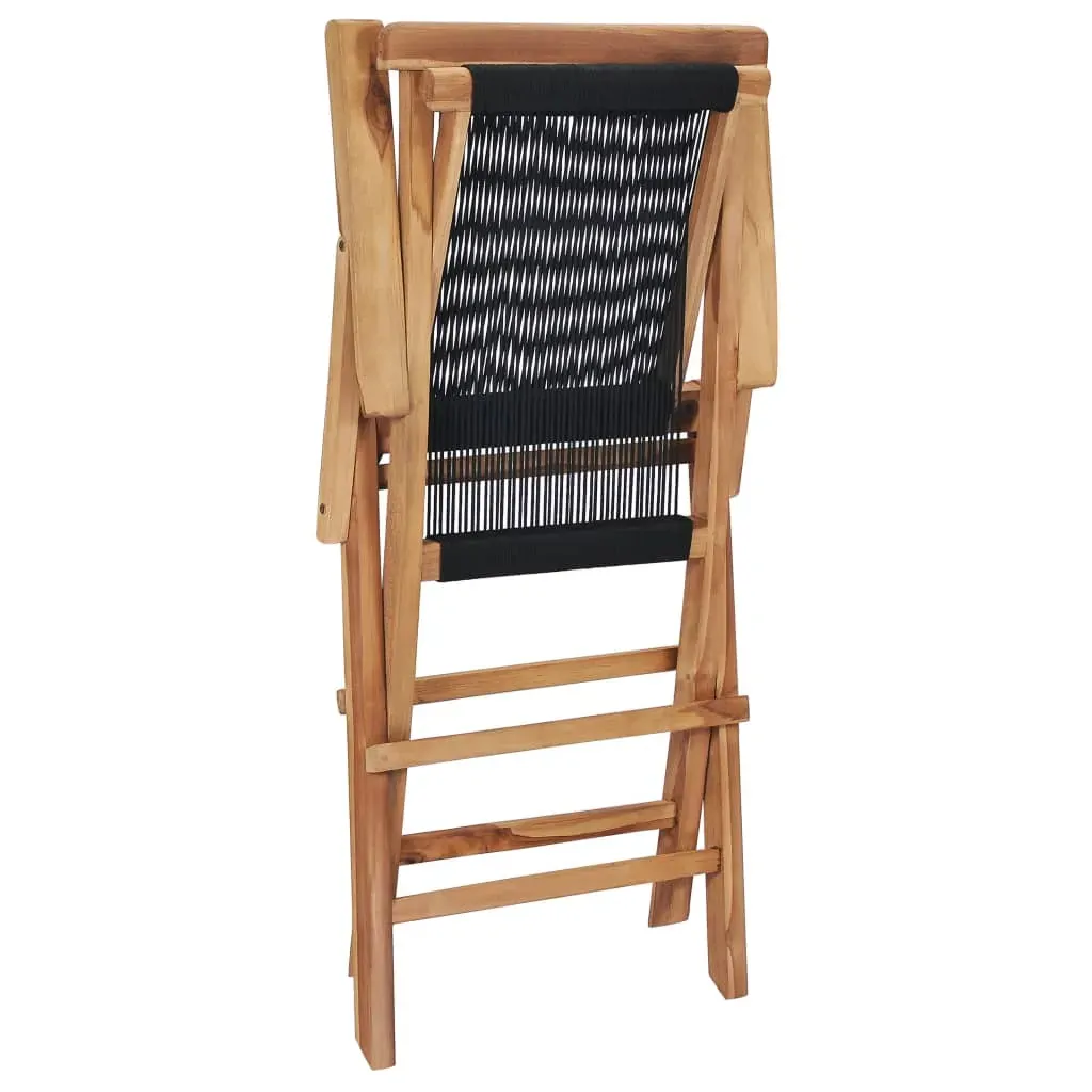 Folding Garden Chairs 2 pcs Solid Teak Wood and Rope Price