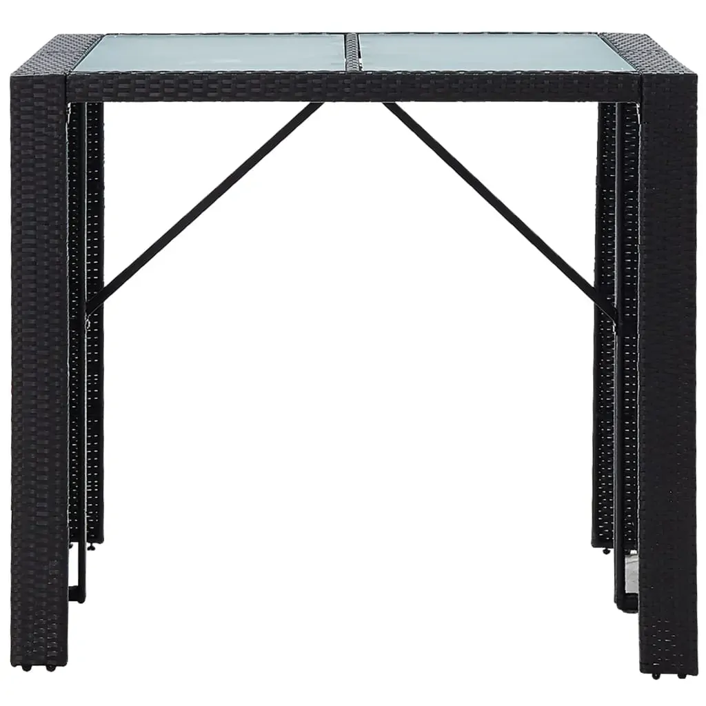 Outdoor Bar Set Poly Rattan and Glass Black Price