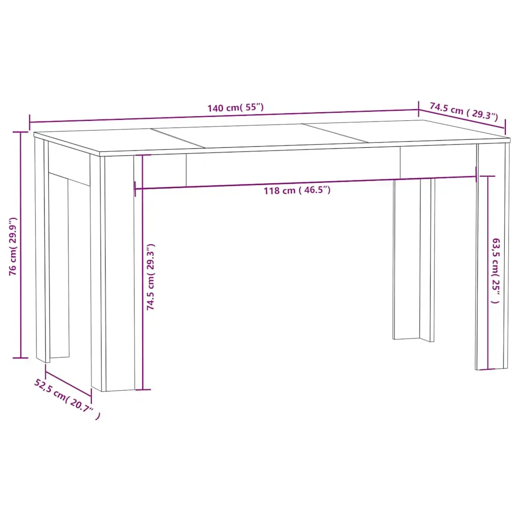 Dining Table 140x74.5x76 cm Engineered Wood Price