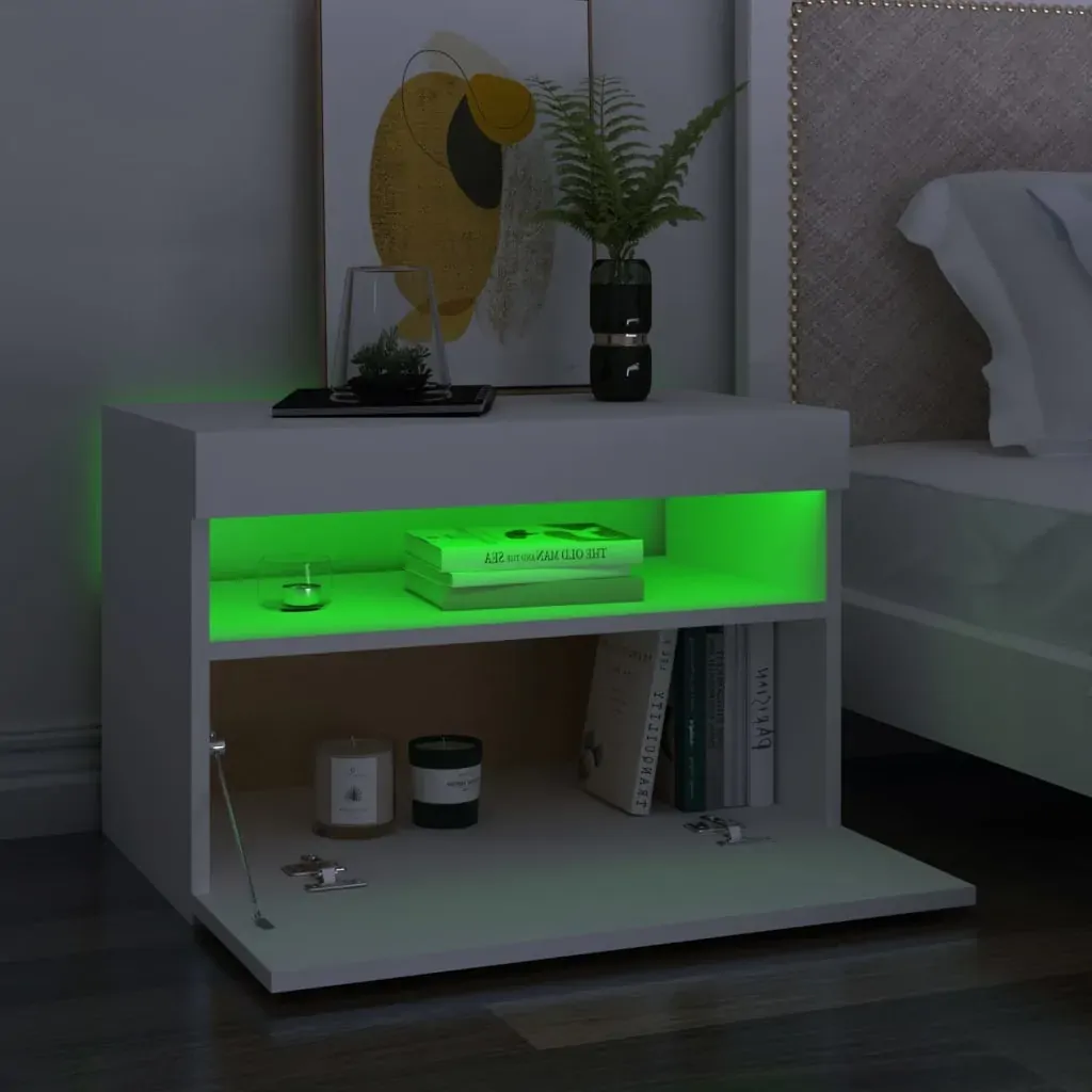 Northampton Bedside Cabinet & LED Lights 60x35x40 cm Engineered Wood Price