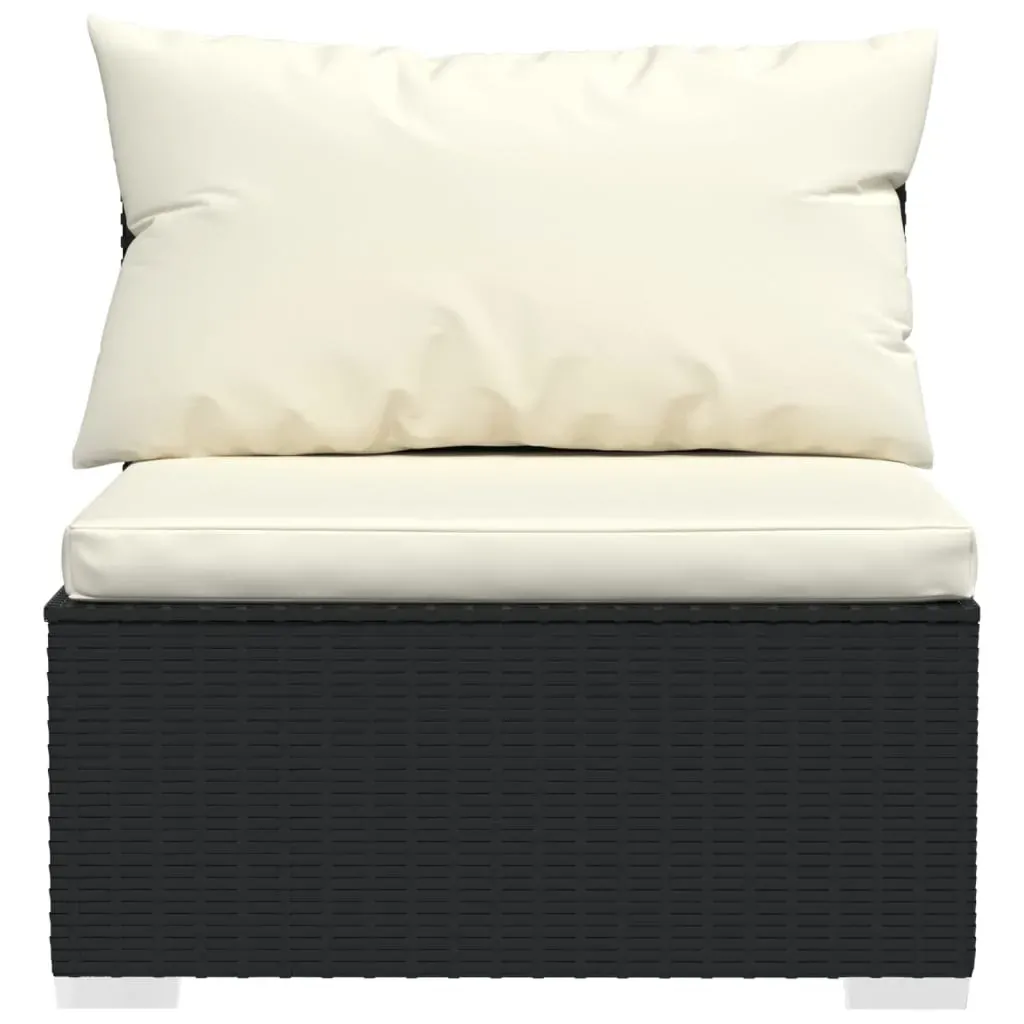 Garden Lounge Set with Cushions Poly Rattan Black Price