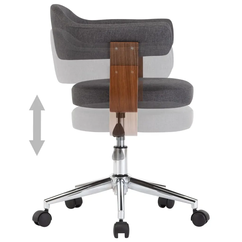 Swivel Dining Chair Grey Bent Wood and Fabric Price