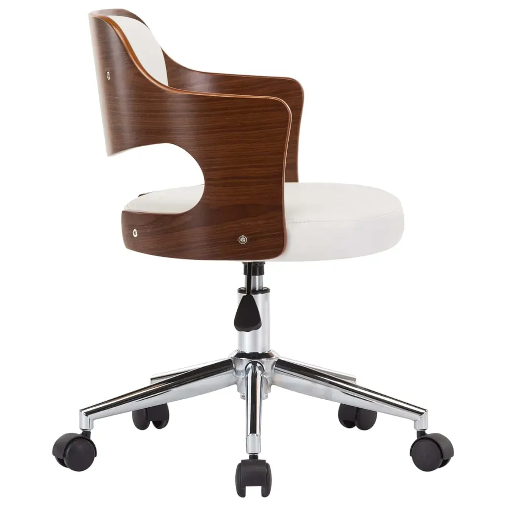 Swivel Dining Chair White Bent Wood and Faux Leather Price