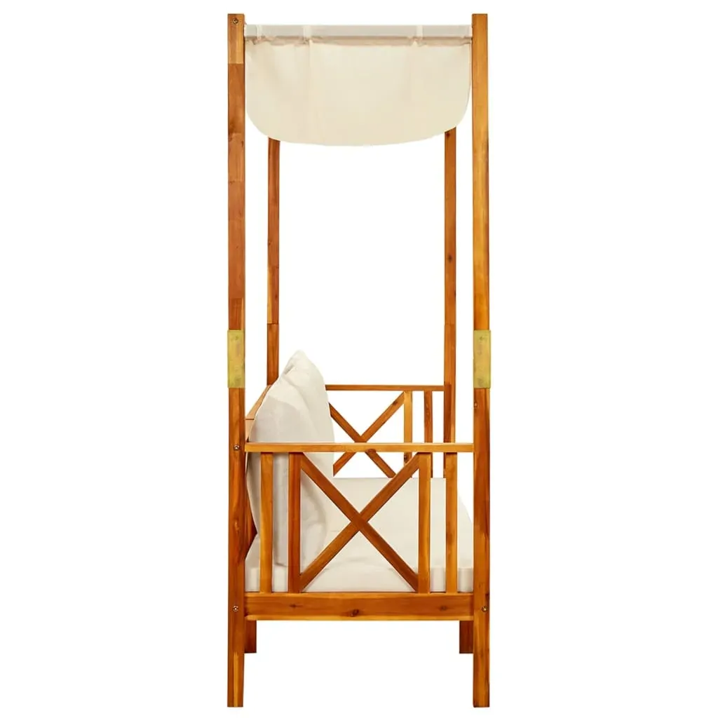 Garden Bench with Canopy and Footrests Solid Acacia Wood Price