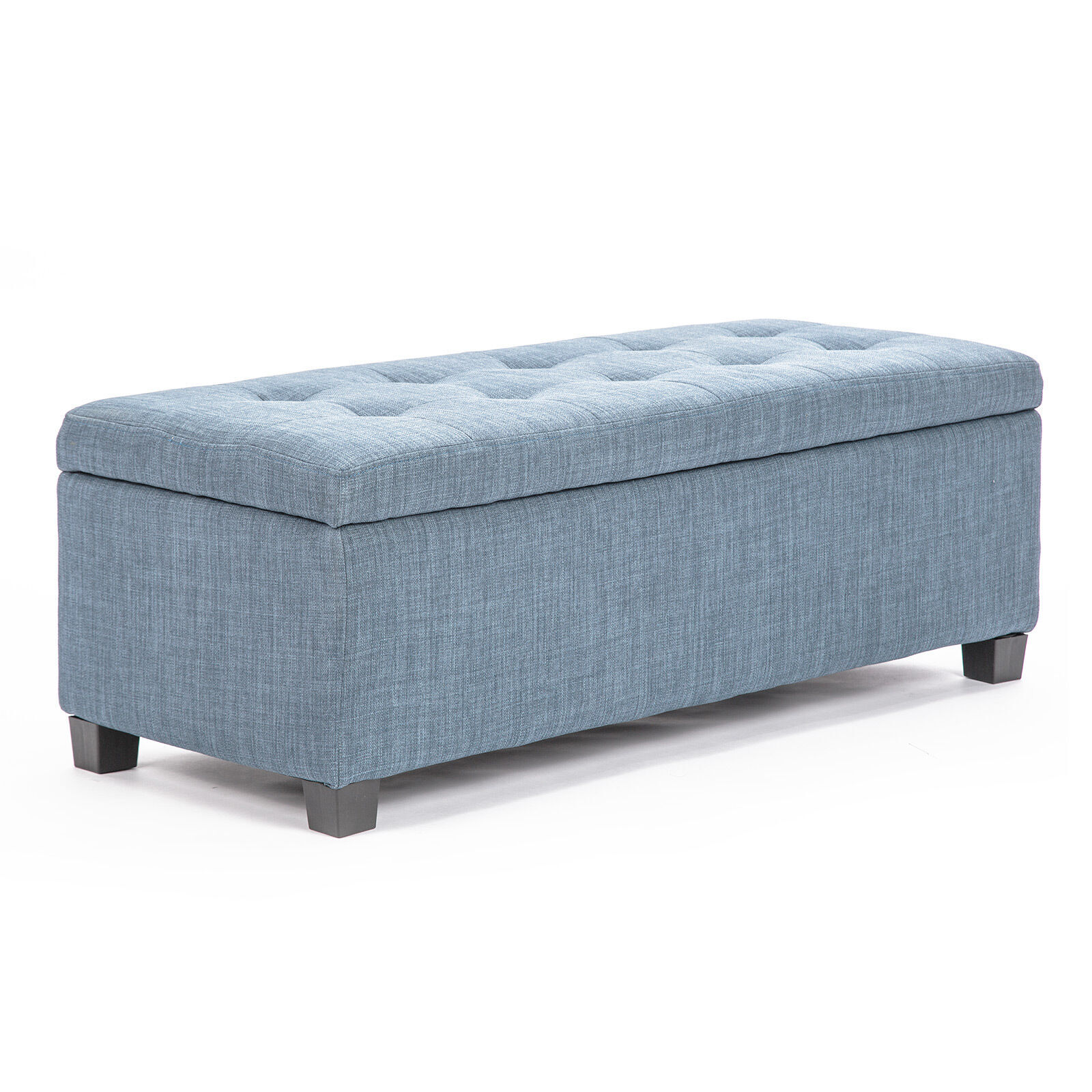 Storage Ottoman Stool 102cm Fabric DARK BLUE Price