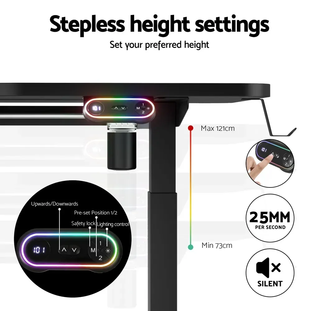 Electric Standing Desk Gaming Desks Sit Stand Table RGB Light Home Office. Price