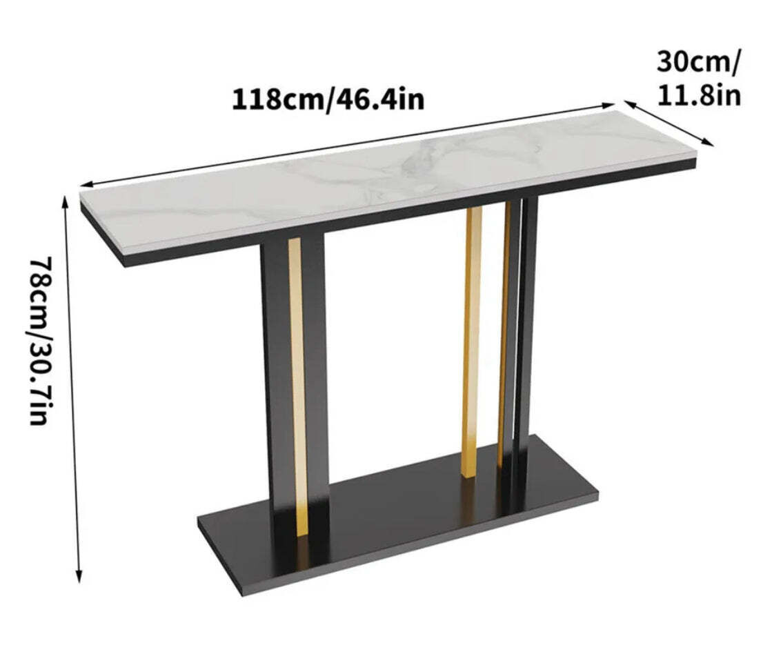 Interior Ave - Bronte Dual Layer Marble Stone Console - Marble & Black Price