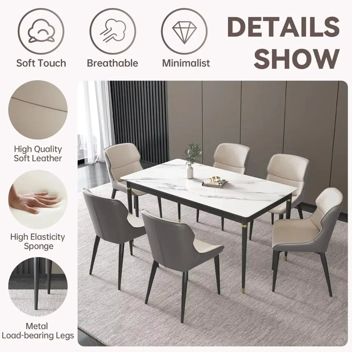 Italian Minimal List Dining Chairs PU Retro Chair Cafe Kitchen Modern Metal Legs x2 Price