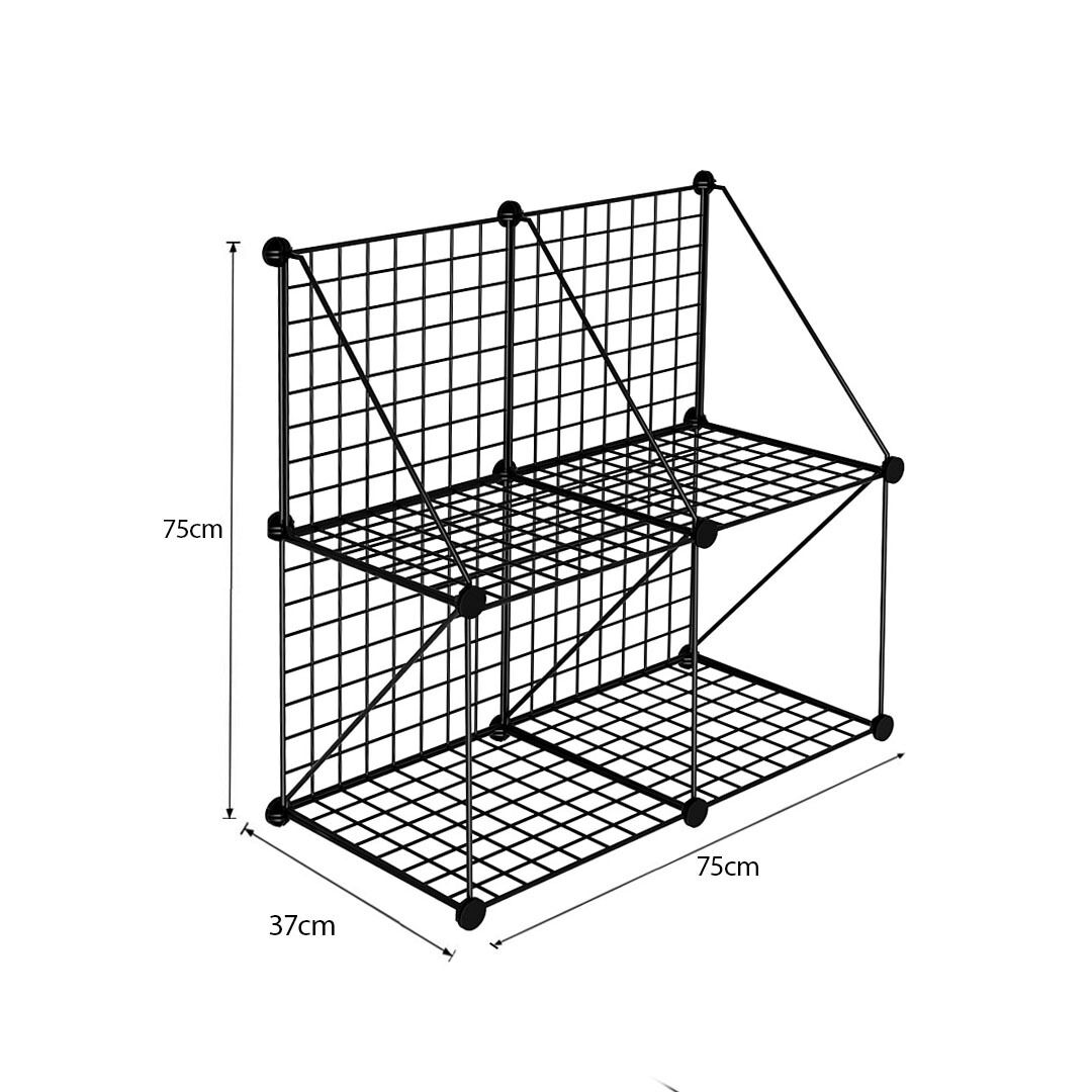 Black Portable 4-Cube 2 Column Storage Organiser Foldable DIY Modular Grid Space Saving Shelf Price