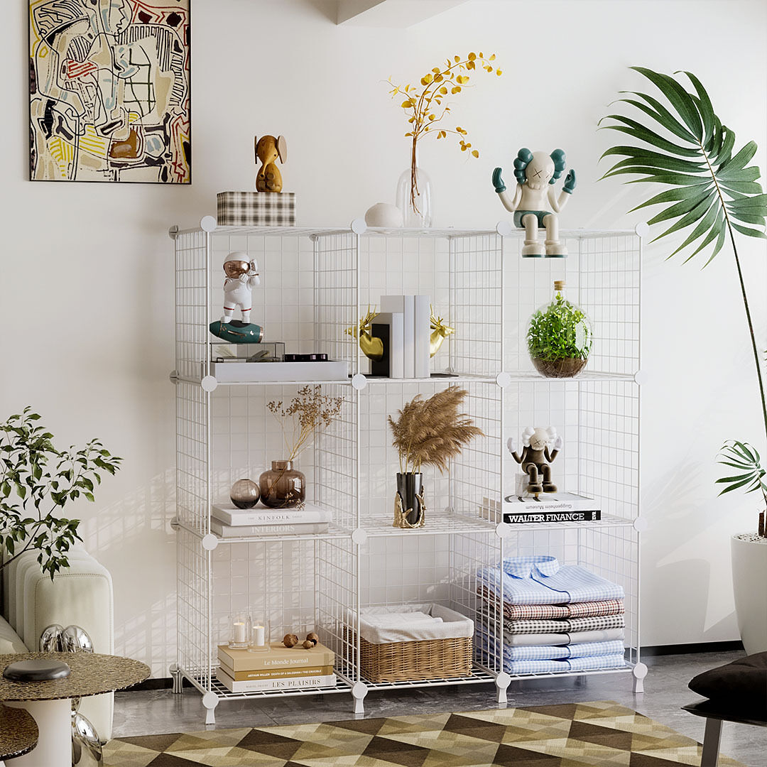 White Portable 3 Column Storage Organiser Foldable DIY Modular Grid Space Saving Shelf Price