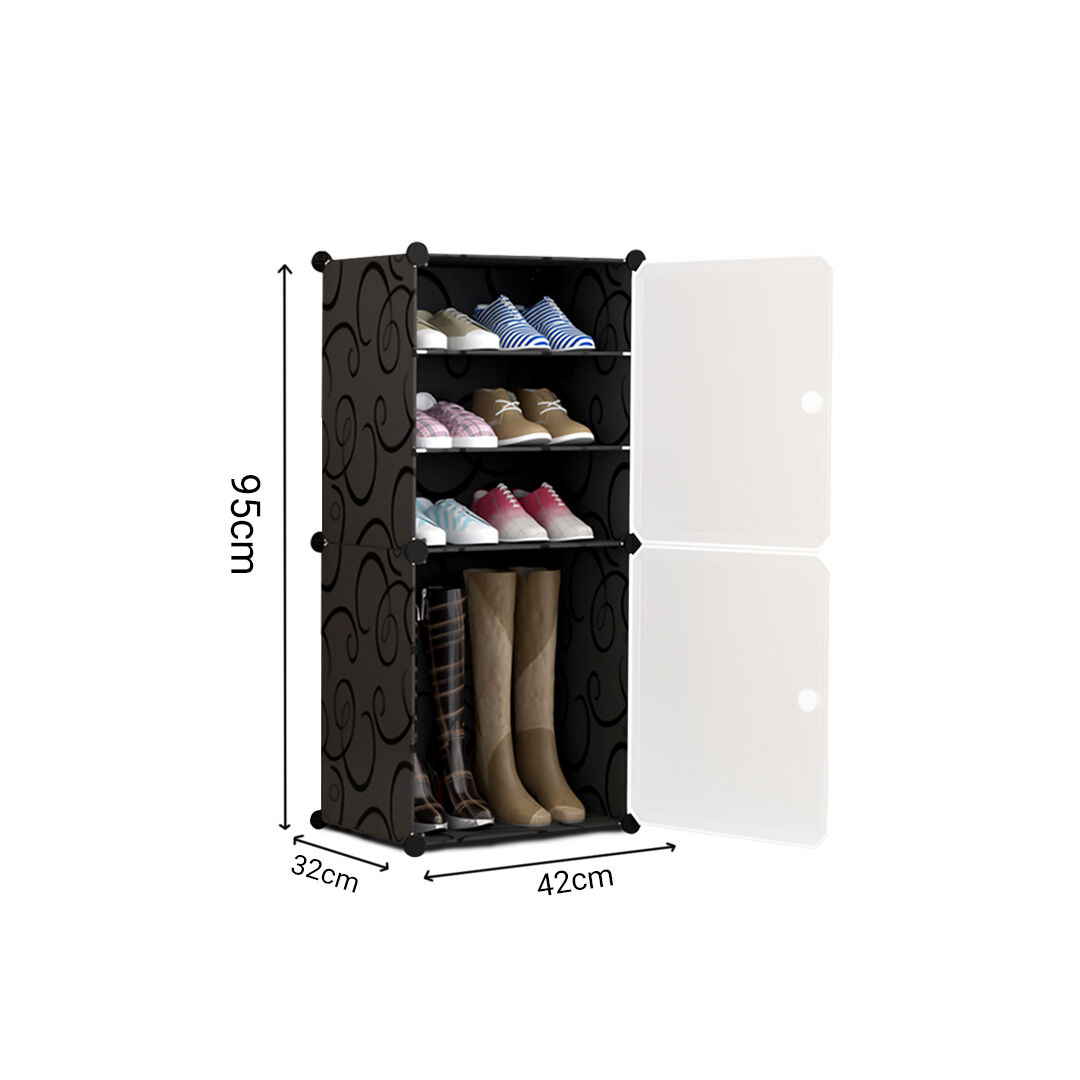 4 Tier Shoe Rack Organizer Sneaker Footwear Storage Stackable Stand Cabinet Portable Wardrobe with Cover Price