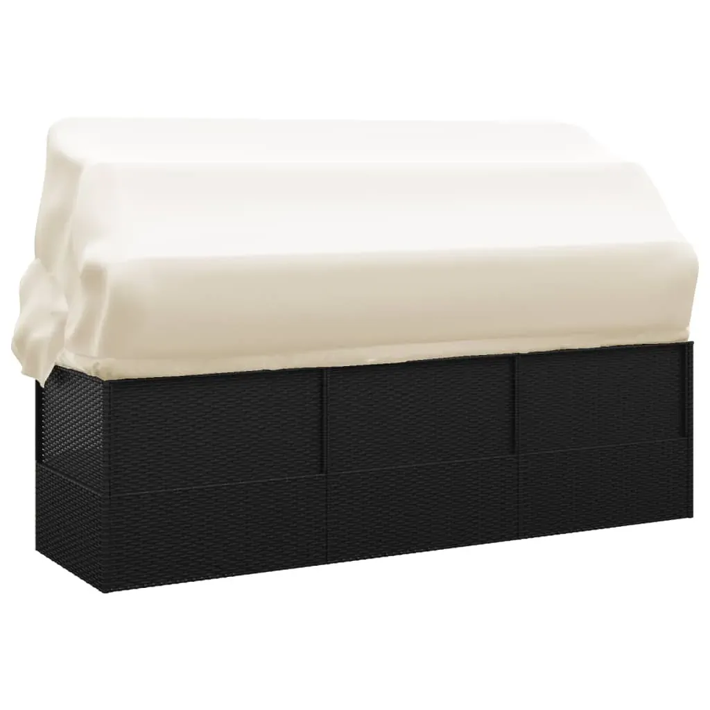 Outdoor Lounge Bed with Roof and Cushions Poly Rattan Price