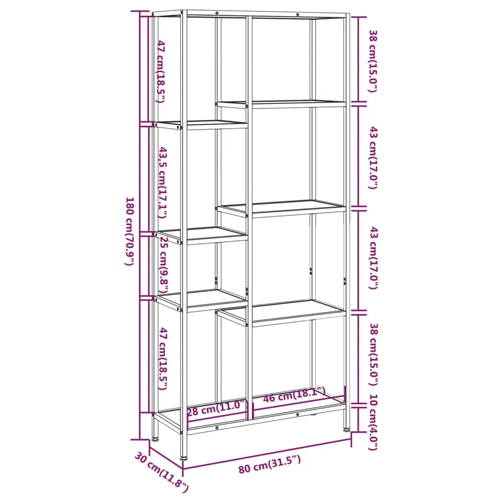 Book Shelf 80x30x180 cm Steel and Engineered Wood Price