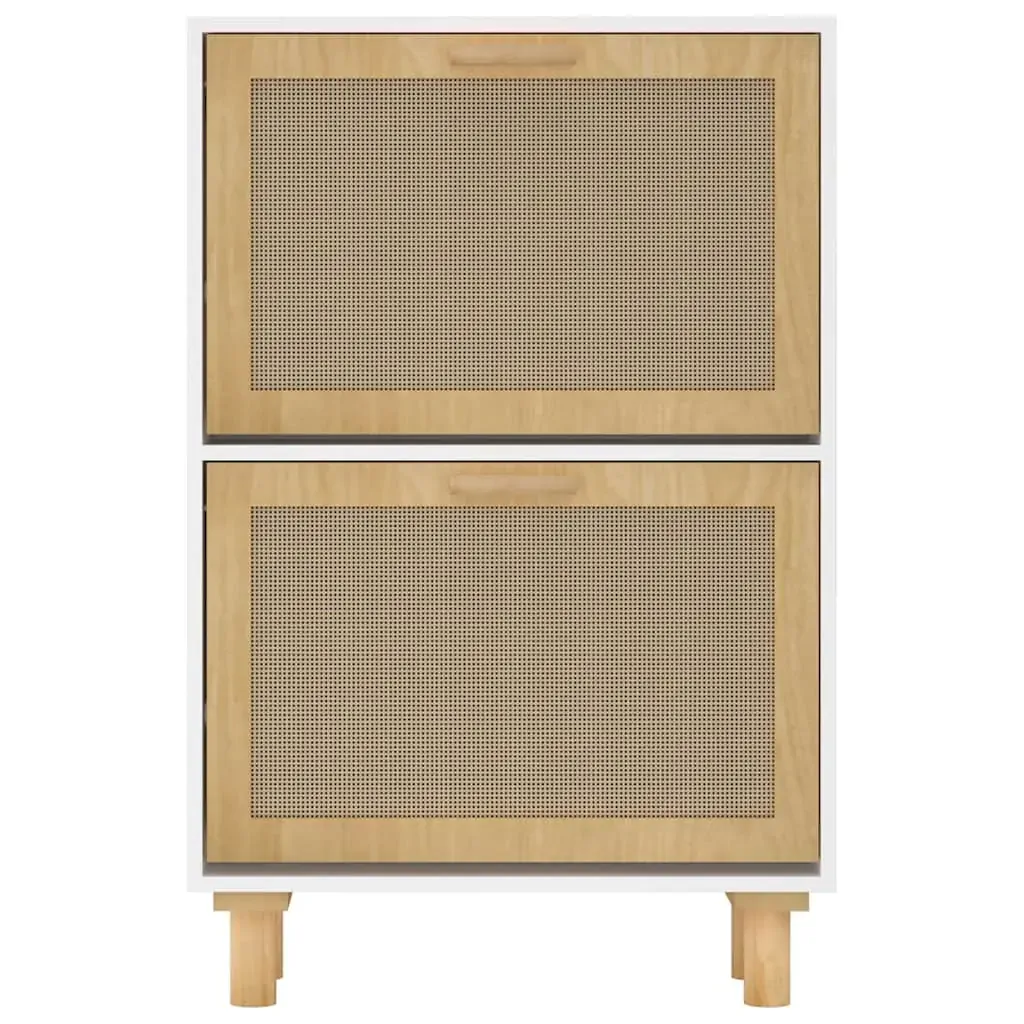 Shoe Cabinet 52x25x80 cm Engineered Wood and Natural Rattan Price