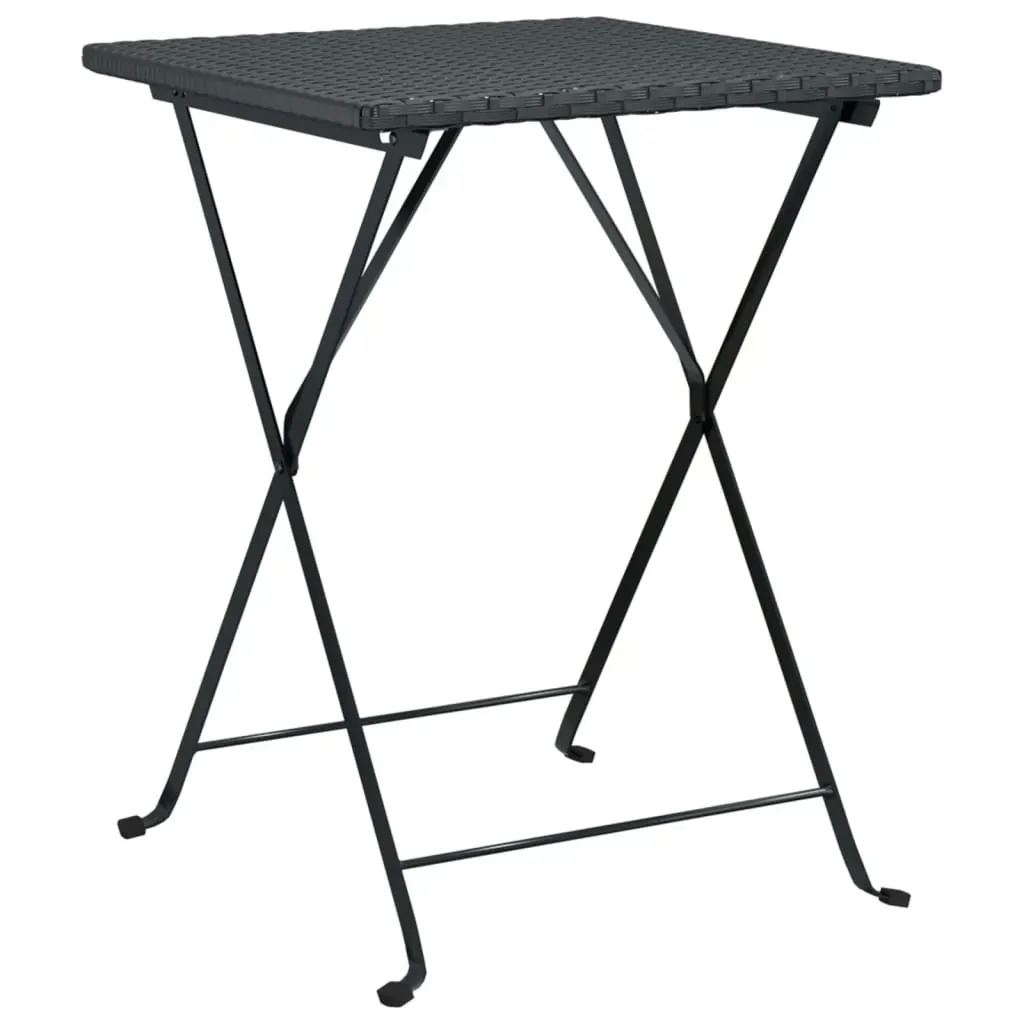 Folding Bistro Set Black Poly Rattan Price