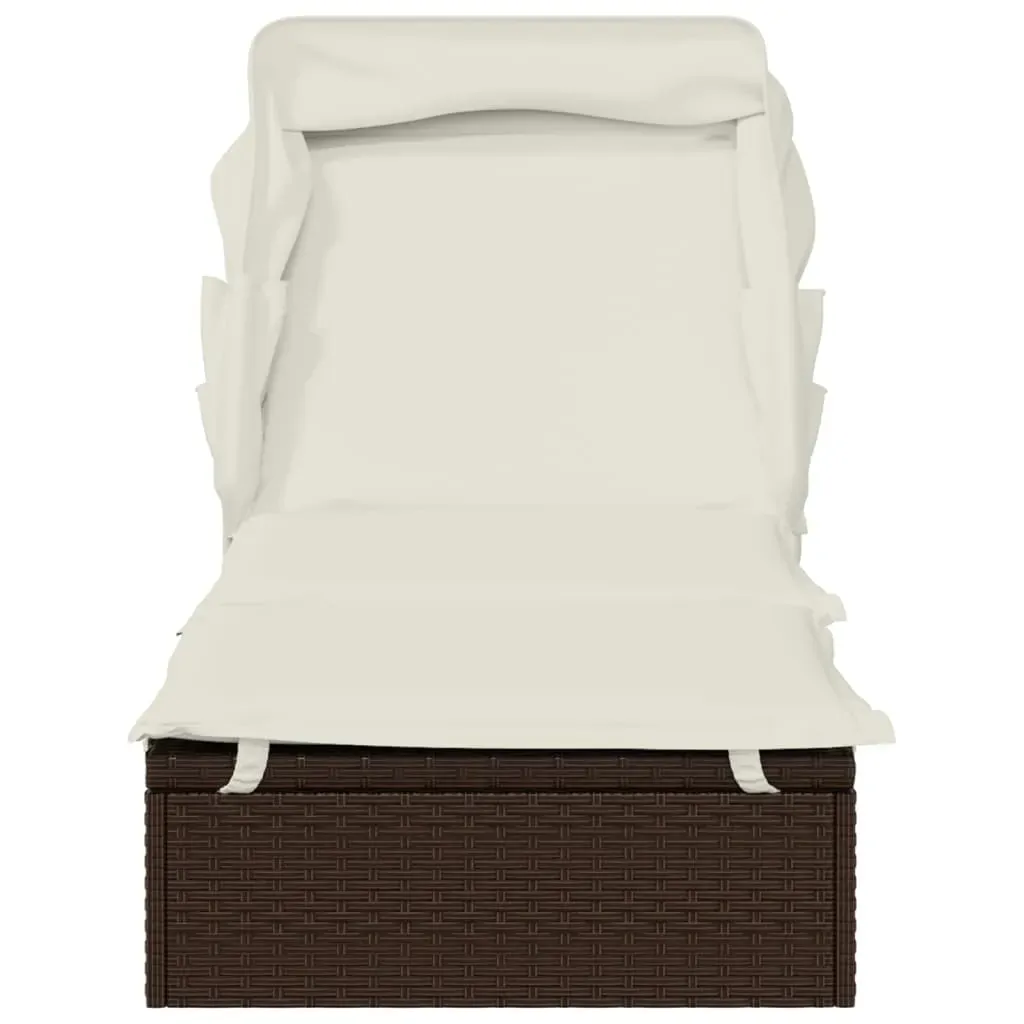 Sunbed with Foldable Roof 213x63x97 cm Poly Rattan Price