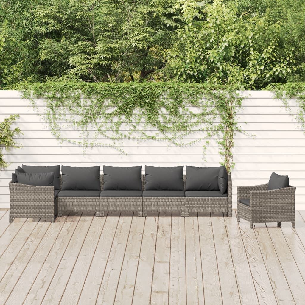 Garden Lounge Set with Cushions Grey Poly Rattan Price