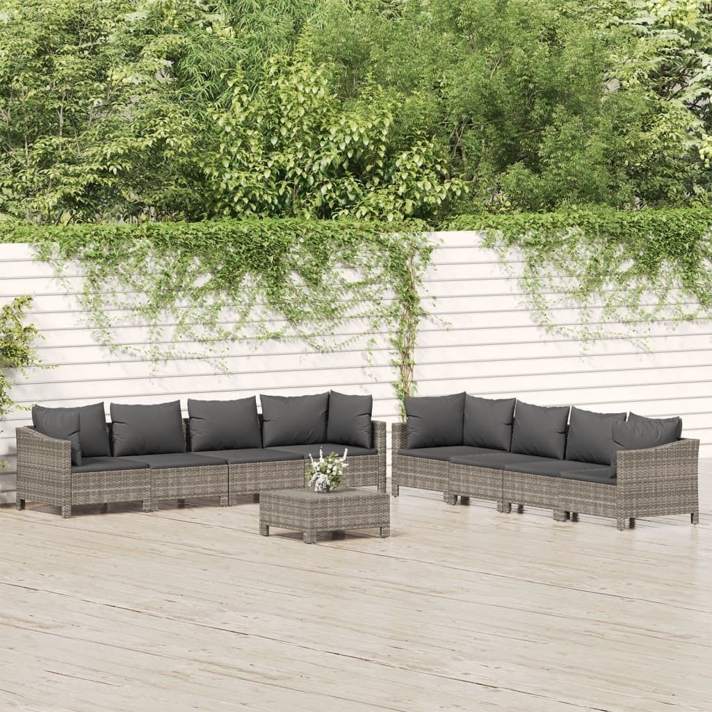 Garden Lounge Set with Cushions Grey Poly Rattan Price