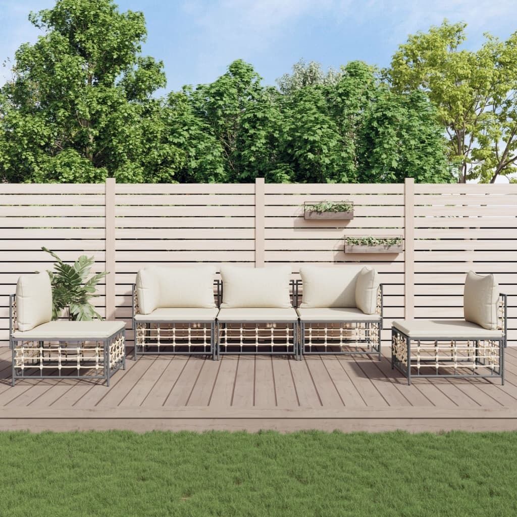 Garden Lounge Set with Cushions Anthracite Poly Rattan Price