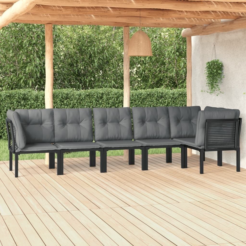 Garden Lounge Set Black and Grey Poly Rattan Price